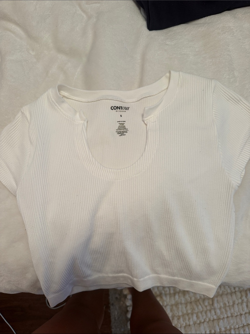 PacSun White Ribbed Crop Tee